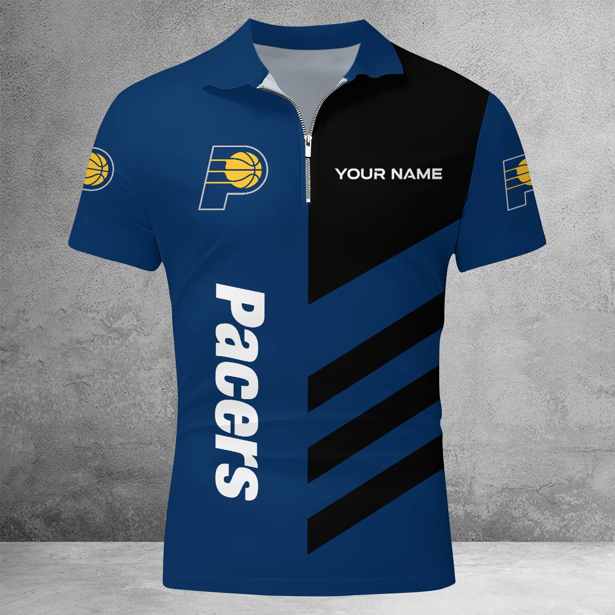 LIMITED EDITION - NEW CUSTOMIZED NBA06 IP INDIANA PACERS ZIP POLO SHIRT