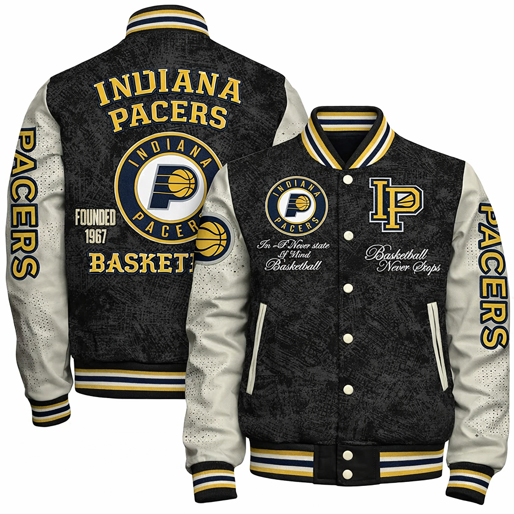 LIMITED EDITION - NEW CUSTOMIZED NBA06 IPA INDIANA PACERS BASEBALL JACKET, SATIN VARSITY JACKET