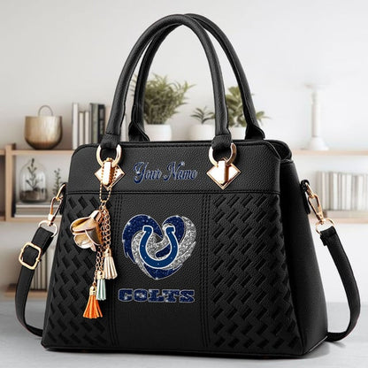 LIMITED EDITION - NEW CUSTOMIZED NFL17 IDC INDIANAPOLIS COLTS ZIP HANDBAG MULTICOLOR