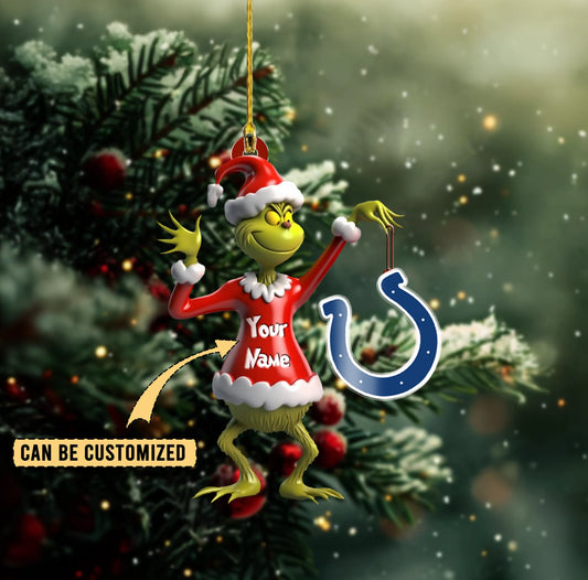 LIMITED EDITION - NEW CUSTOMIZED NFL17 IDC INDIANAPOLIS COLTS THE GRINCH ACRYLIC ORNAMENT