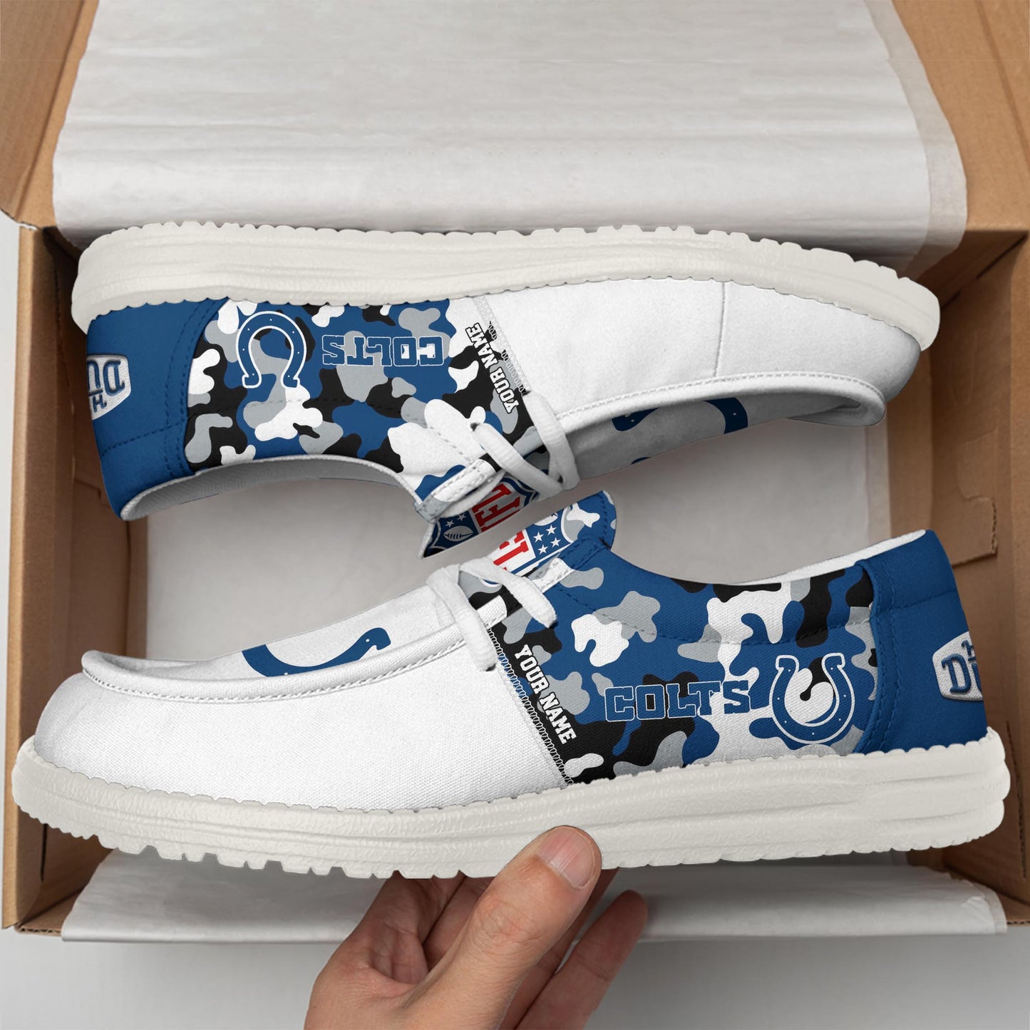LIMITED EDITION - NEW CUSTOMIZED NFL17 IDC INDIANAPOLIS COLTS LOAFER SHOES