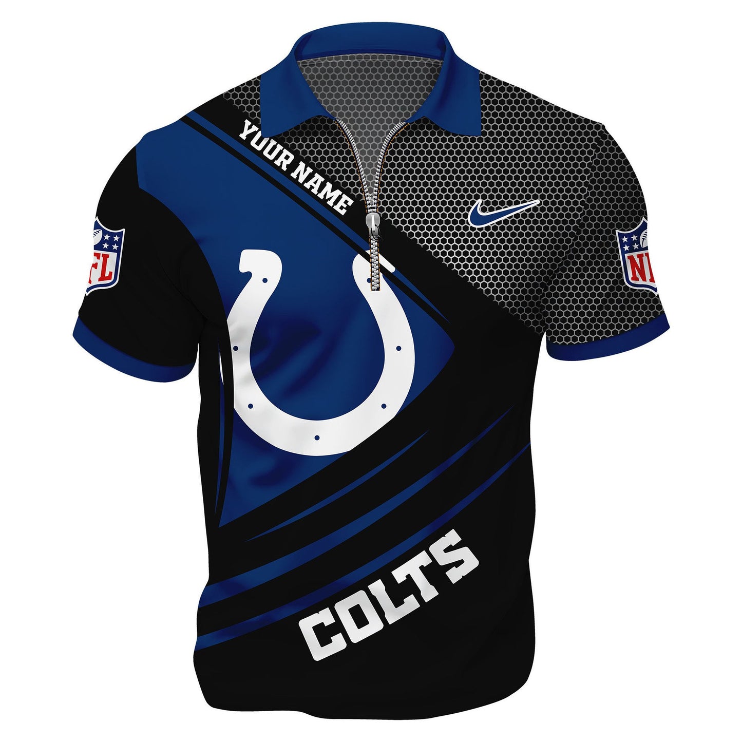LIMITED EDITION - NEW CUSTOMIZED NFL17 IDC INDIANAPOLIS COLTS HARLEY-DAVIDSON POLO WITH ZIPPER SHIRT