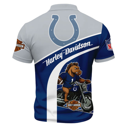 LIMITED EDITION - NEW CUSTOMIZED NFL17 IDC INDIANAPOLIS COLTS HARLEY-DAVIDSON POLO WITH ZIPPER SHIRT