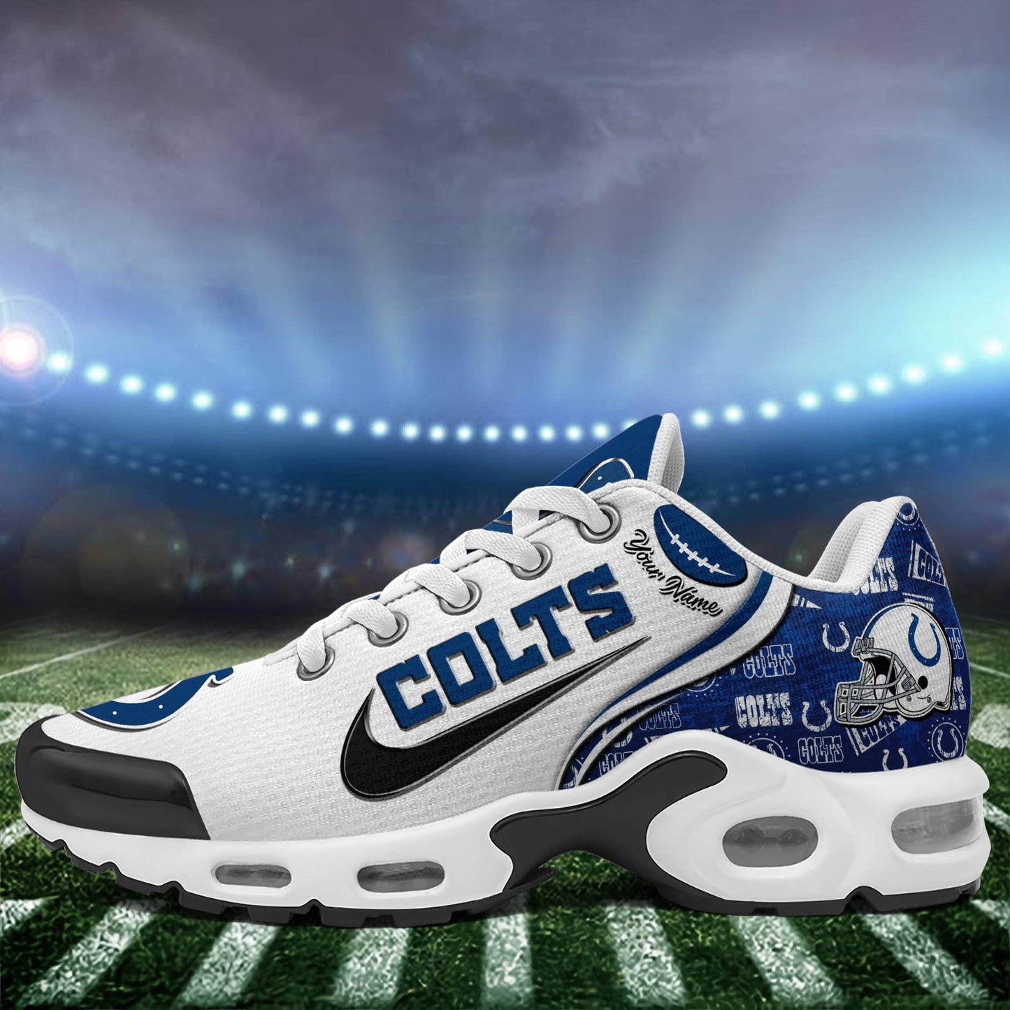LIMITED EDITION - NEW CUSTOMIZED NFL17 IDC INDIANAPOLIS COLTS UNISEX AIR MAX PLUS SNEAKERS