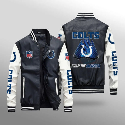 LIMITED EDITION - NEW CUSTOMIZED NFL17 IDC INDIANAPOLIS COLTS LEATHER BOMBER JACKET