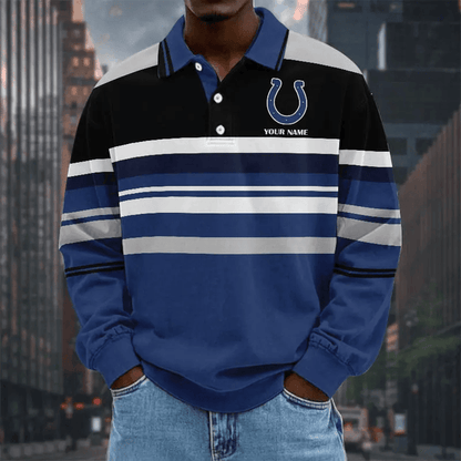 LIMITED EDITION - NEW CUSTOMIZED NFL17 IDC INDIANAPOLIS COLTS MEN LONG SLEEVE POLO