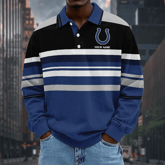 LIMITED EDITION - NEW CUSTOMIZED NFL17 IDC INDIANAPOLIS COLTS MEN LONG SLEEVE POLO