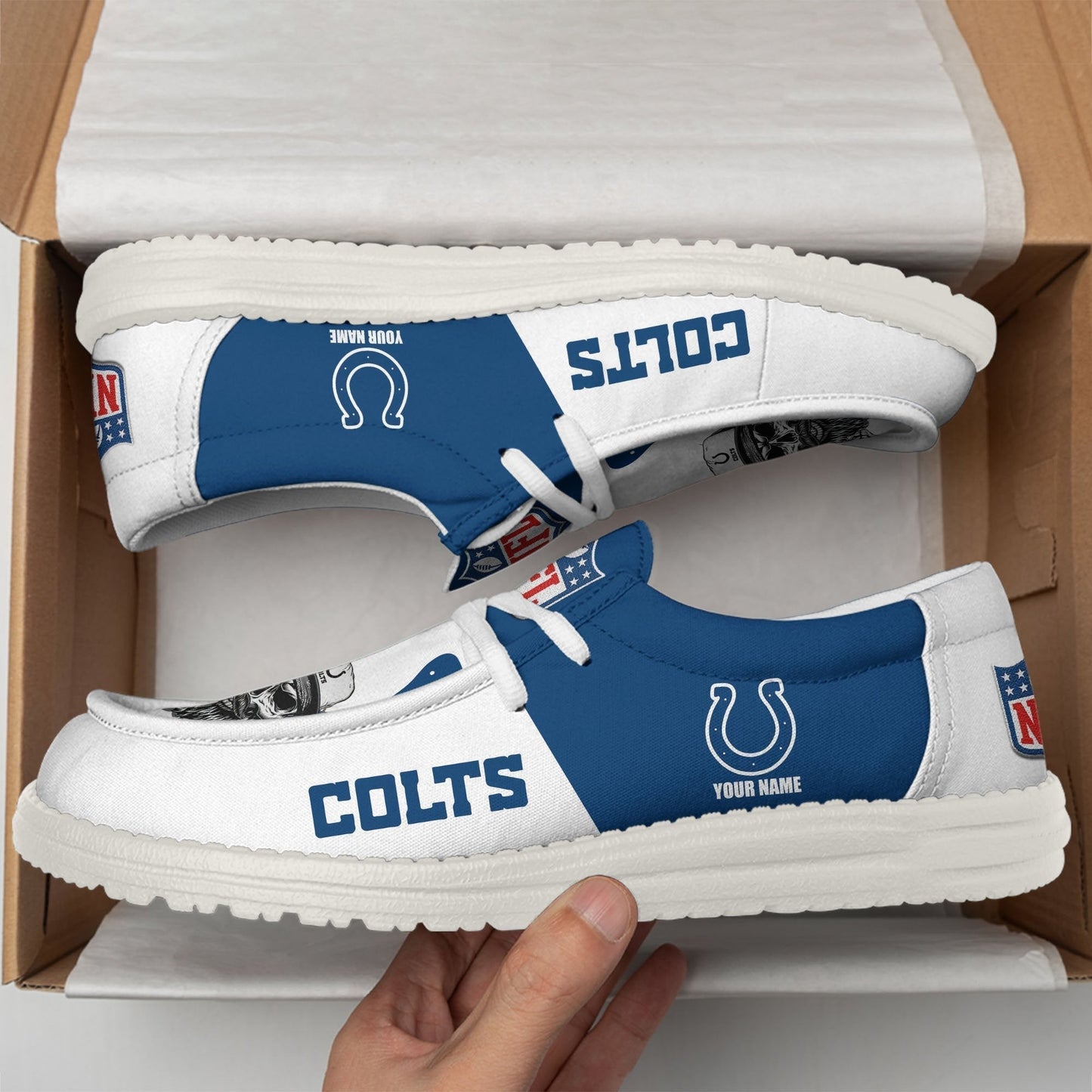 LIMITED EDITION - NEW CUSTOMIZED NFL17 IDC INDIANAPOLIS COLTS LOAFER SHOES