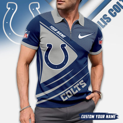 LIMITED EDITION - NEW CUSTOMIZED NFL17 IDC INDIANAPOLIS COLTS ZIP POLO SHIRT