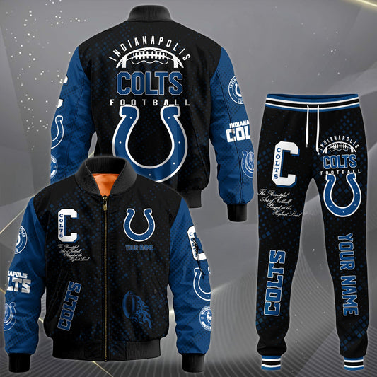 LIMITED EDITION - NEW CUSTOMIZED NFL17 IDC INDIANAPOLIS COLTS SATIN VARSITY JACKET & LONG PANTS