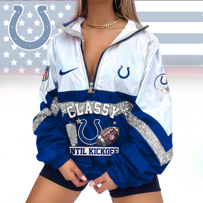 LIMITED EDITION - NEW CUSTOMIZED NFL17 IDC INDIANAPOLIS COLTS V-NECK ZIPPER SWEATSHIRT JACKET