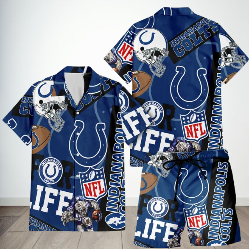 LIMITED EDITION - NEW CUSTOMIZED NFL17 IDC INDIANAPOLIS COLTS UNISEX HAWAIIAN SHIRT & SHORTS SET