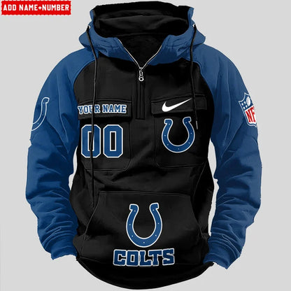 LIMITED EDITION - NEW CUSTOMIZED NFL17 IDC INDIANAPOLIS COLTS QUARTER ZIP HOODIE