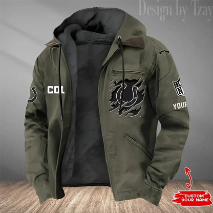 LIMITED EDITION - NEW CUSTOMIZED NFL17 IDC INDIANAPOLIS COLTS HOODED CARDIGAN JACKET