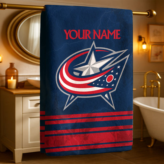 LIMITED EDITION - NEW CUSTOMIZED NHL18 CBJ COLUMBUS BLUE JACKETS BEACH & BATH TOWEL