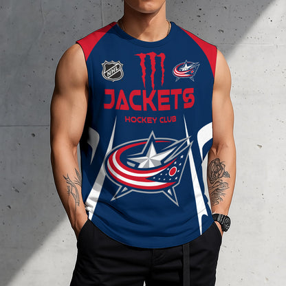 LIMITED EDITION - NEW CUSTOMIZED NHL18 CBJ COLUMBUS BLUE JACKETS TANK TOP & GYM SHIRT