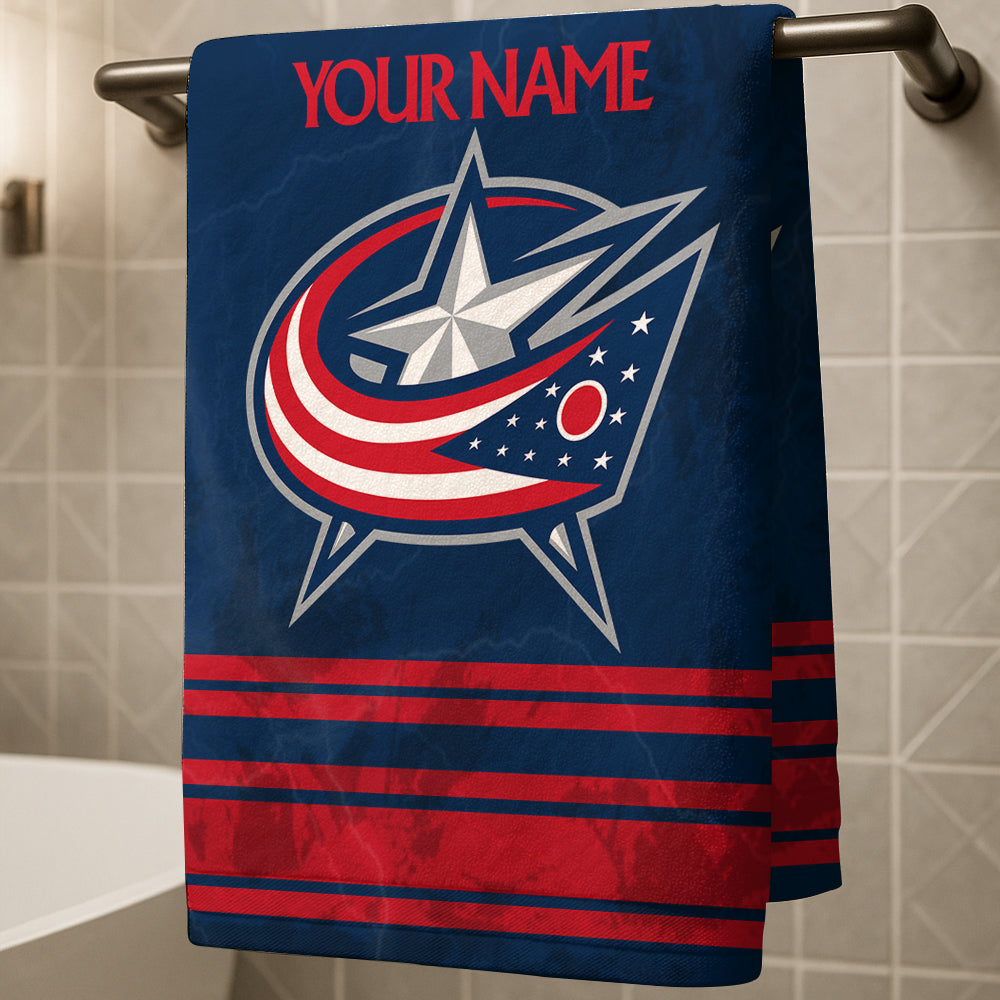 LIMITED EDITION - NEW CUSTOMIZED NHL18 CBJ COLUMBUS BLUE JACKETS BEACH & BATH TOWEL