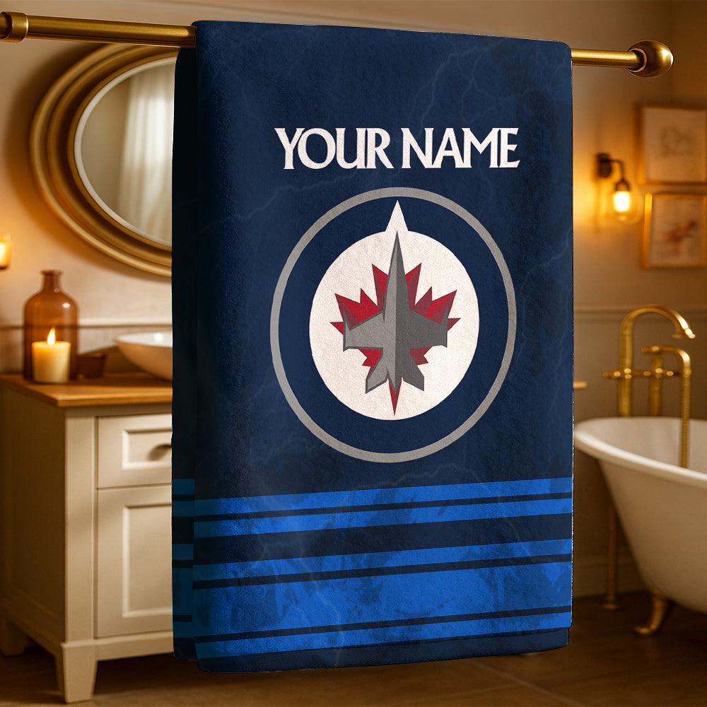 LIMITED EDITION - NEW CUSTOMIZED NHL21 WPJ WINNIPEG JETS BEACH & BATH TOWEL