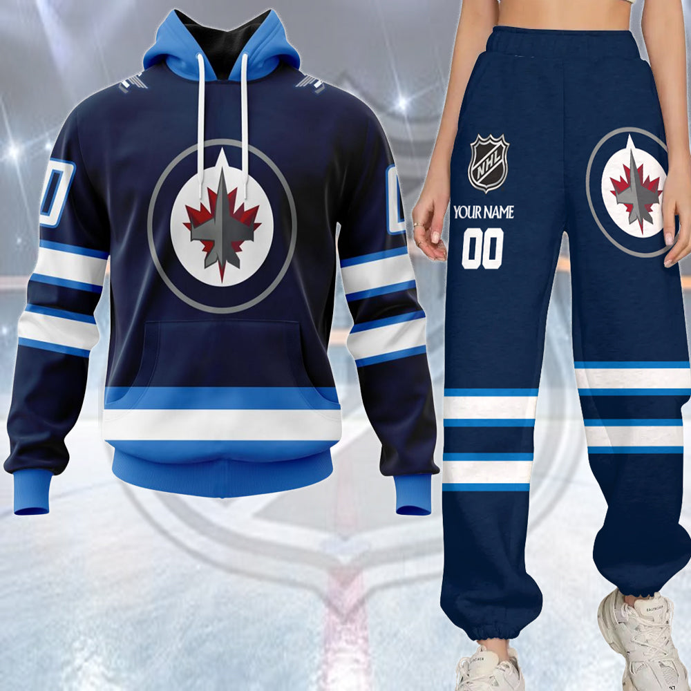 LIMITED EDITION - NEW CUSTOMIZED NHL21 WPJ WINNIPEG JETS COMBO HOODIE & LONGPANTS