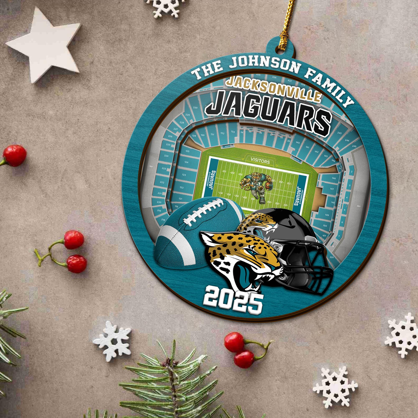 LIMITED EDITION - NEW CUSTOMIZED NFL30 JSJ JACKSONVILLE JAGUARS ORNAMENT