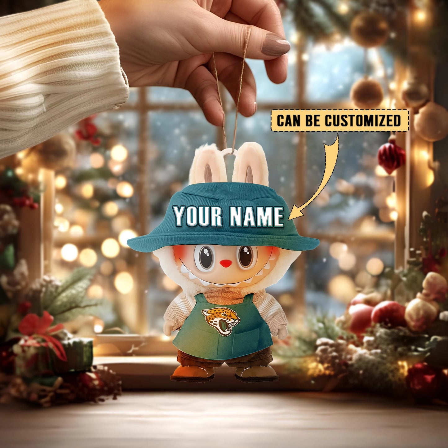 LIMITED EDITION - NEW CUSTOMIZED NFL30 JSJ JACKSONVILLE JAGUARS LABUBU CHRISTMAS ACRYLIC ORNAMENT