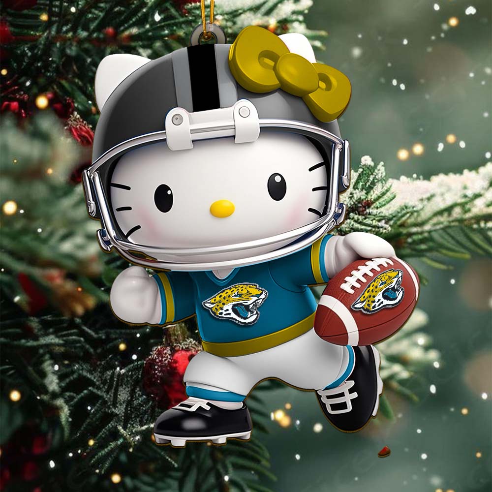 LIMITED EDITION - NEW CUSTOMIZED NFL30 JSJ JACKSONVILLE JAGUARS HELLO KITTY ACRYLIC ORNAMENT