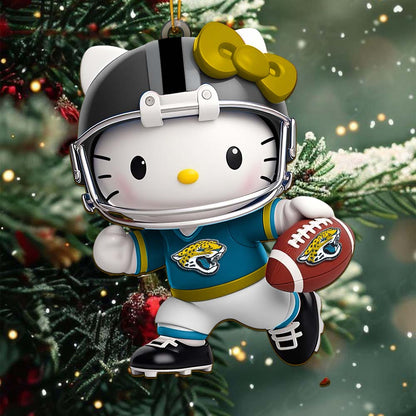 LIMITED EDITION - NEW CUSTOMIZED NFL30 JSJ JACKSONVILLE JAGUARS HELLO KITTY ACRYLIC ORNAMENT