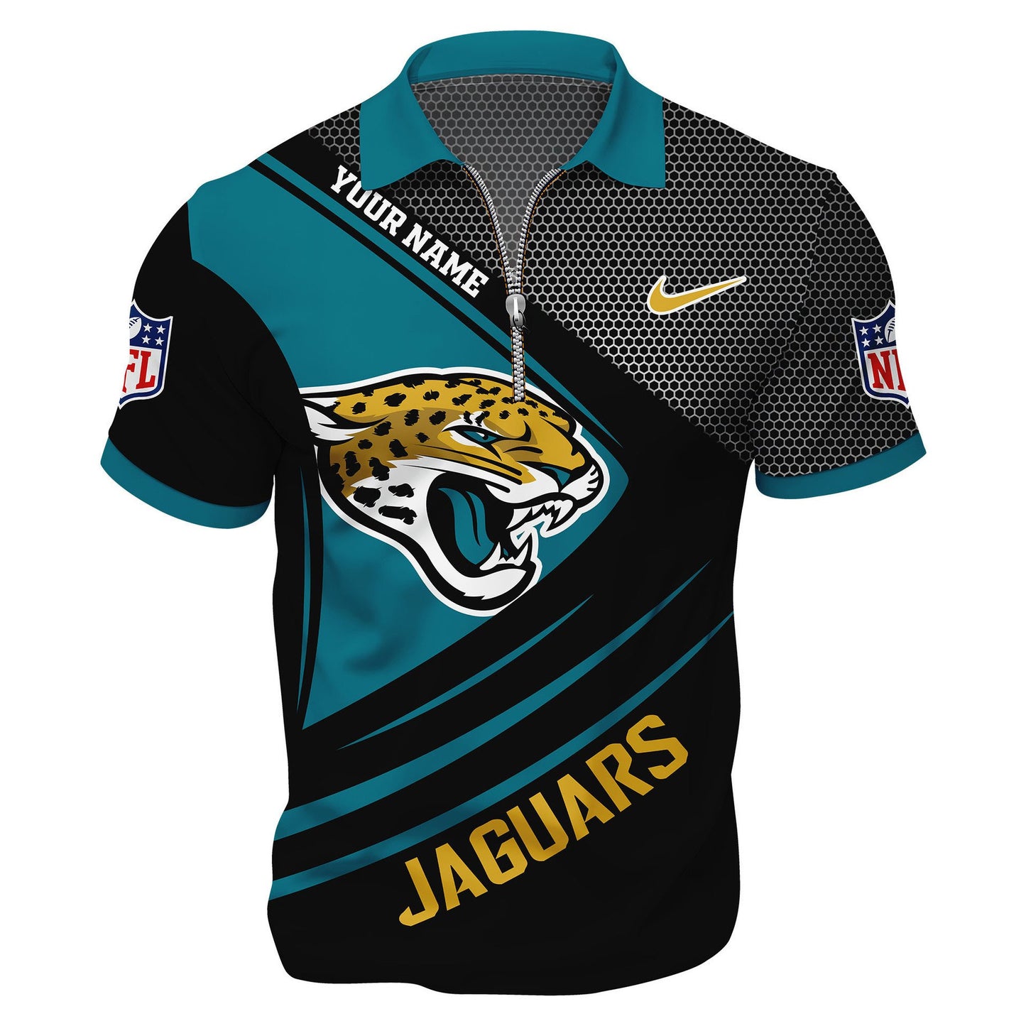 LIMITED EDITION - NEW CUSTOMIZED NFL30 JSJ JACKSONVILLE JAGUARS HARLEY-DAVIDSON POLO WITH ZIPPER SHIRT
