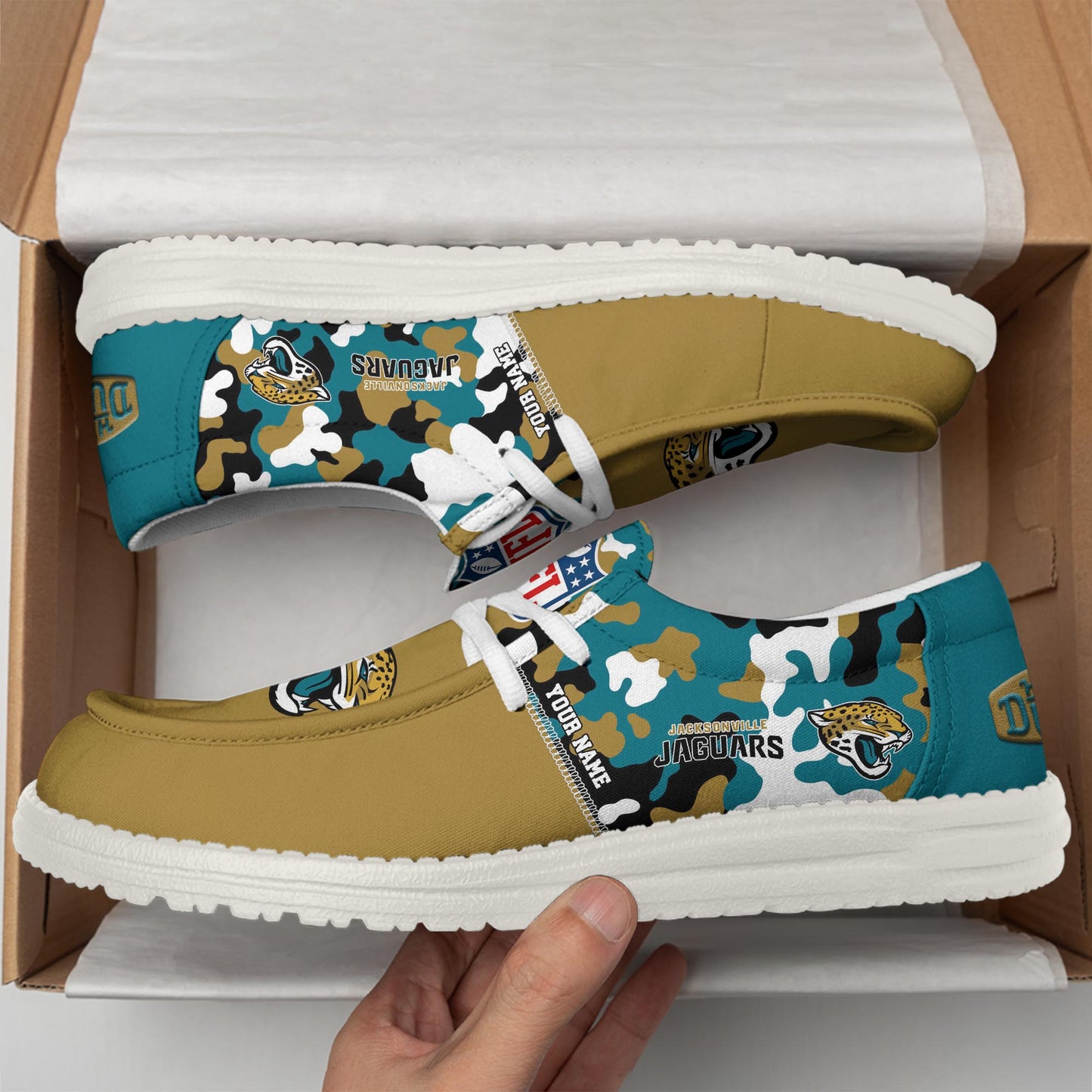 LIMITED EDITION - NEW CUSTOMIZED NFL30 JSJ JACKSONVILLE JAGUARS LOAFER SHOES