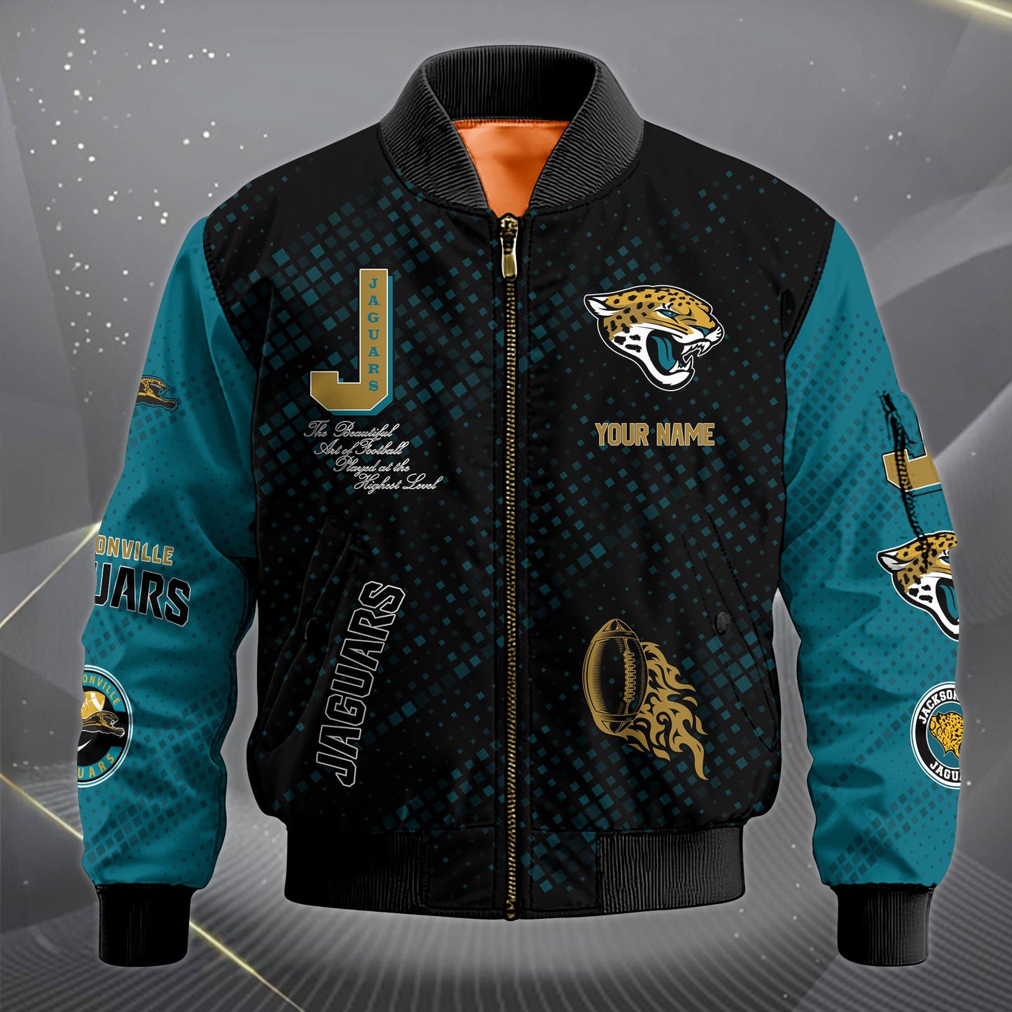 LIMITED EDITION - NEW CUSTOMIZED NFL30 JSJ JACKSONVILLE JAGUARS SATIN VARSITY JACKET & LONG PANTS