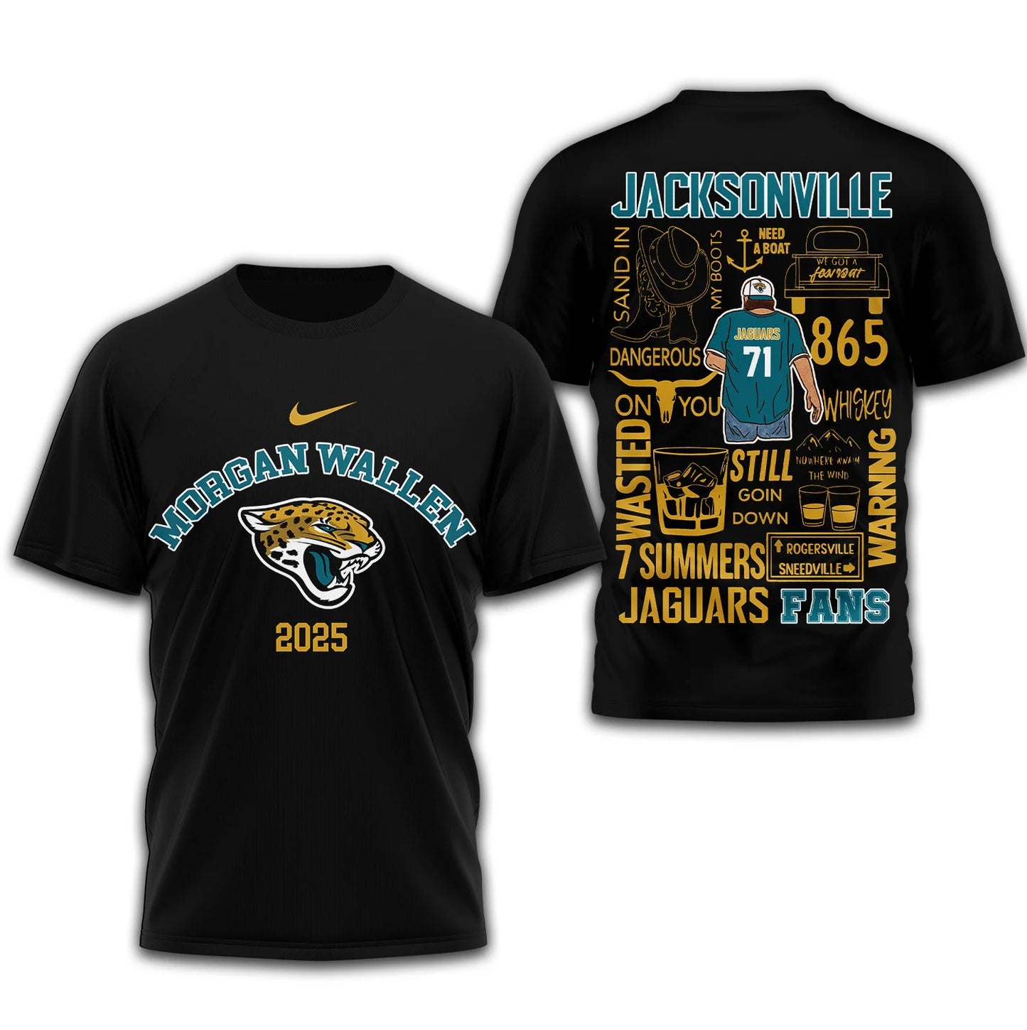 LIMITED EDITION - NEW CUSTOMIZED NFL30 JSJ JACKSONVILLE JAGUARS T-SHIRT | MULTIPLE COLORS AVAILABLE