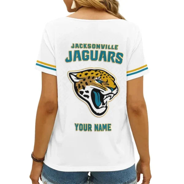 LIMITED EDITION - NEW CUSTOMIZED NFL30 JSJ JACKSONVILLE JAGUARS V-NECK FEMALE SHIRT