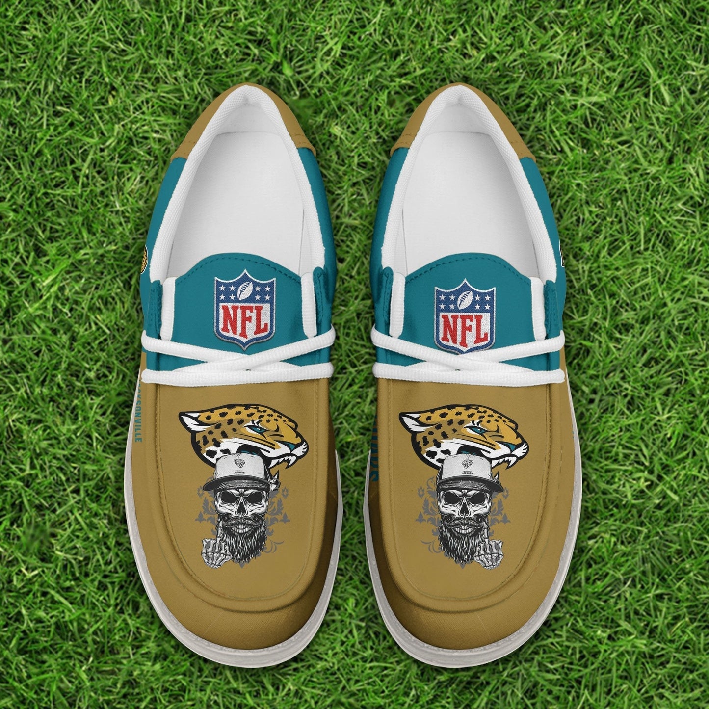 LIMITED EDITION - NEW CUSTOMIZED NFL30 JSJ JACKSONVILLE JAGUARS LOAFER SHOES