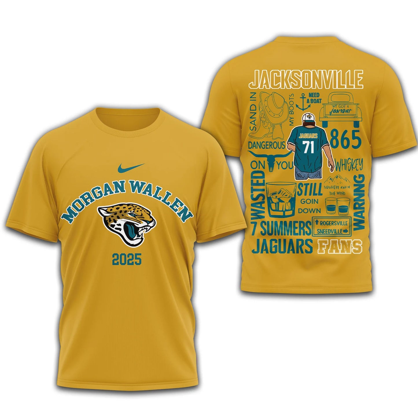 LIMITED EDITION - NEW CUSTOMIZED NFL30 JSJ JACKSONVILLE JAGUARS T-SHIRT | MULTIPLE COLORS AVAILABLE
