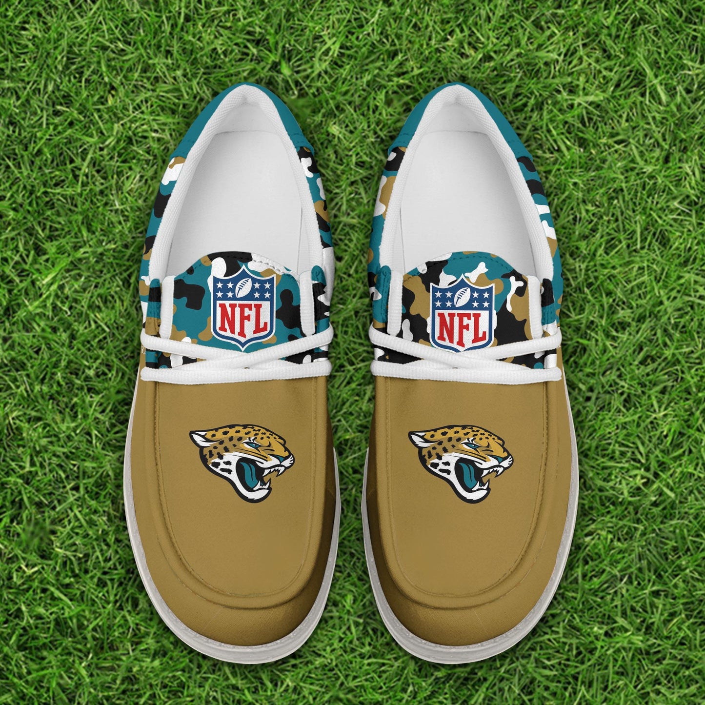 LIMITED EDITION - NEW CUSTOMIZED NFL30 JSJ JACKSONVILLE JAGUARS LOAFER SHOES