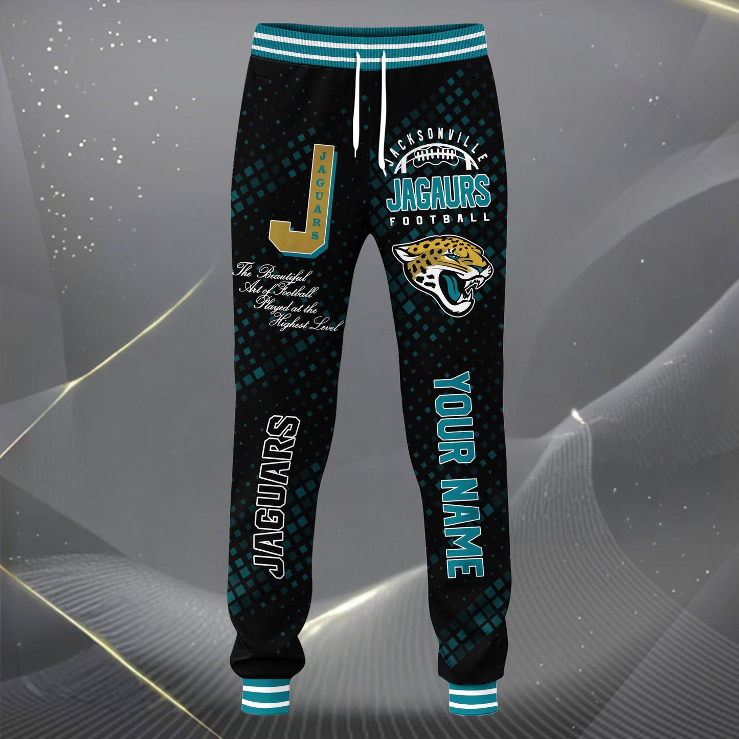 LIMITED EDITION - NEW CUSTOMIZED NFL30 JSJ JACKSONVILLE JAGUARS SATIN VARSITY JACKET & LONG PANTS