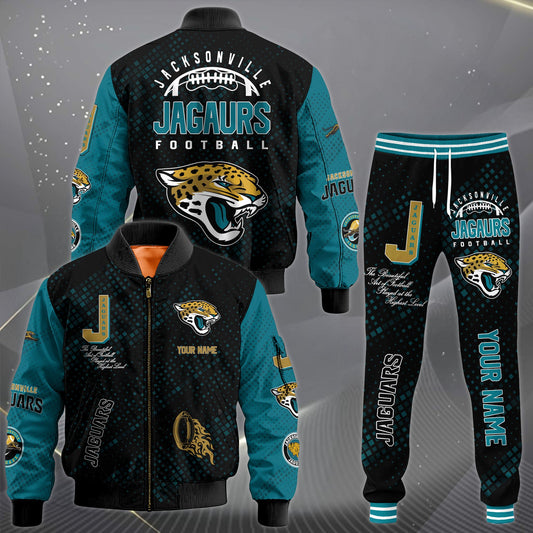 LIMITED EDITION - NEW CUSTOMIZED NFL30 JSJ JACKSONVILLE JAGUARS SATIN VARSITY JACKET & LONG PANTS