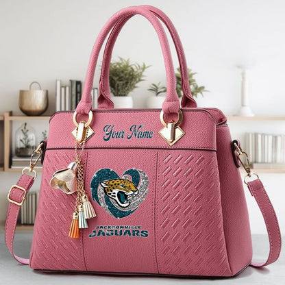 LIMITED EDITION - NEW CUSTOMIZED NFL30 JSJ JACKSONVILLE JAGUARS ZIP HANDBAG MULTICOLOR