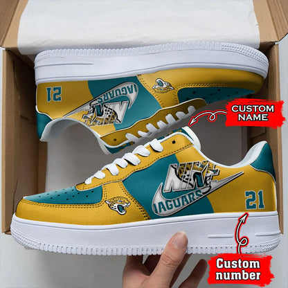 LIMITED EDITION - NEW CUSTOMIZED NFL30 JSJ JACKSONVILLE JAGUARS AF1 SNEAKERS