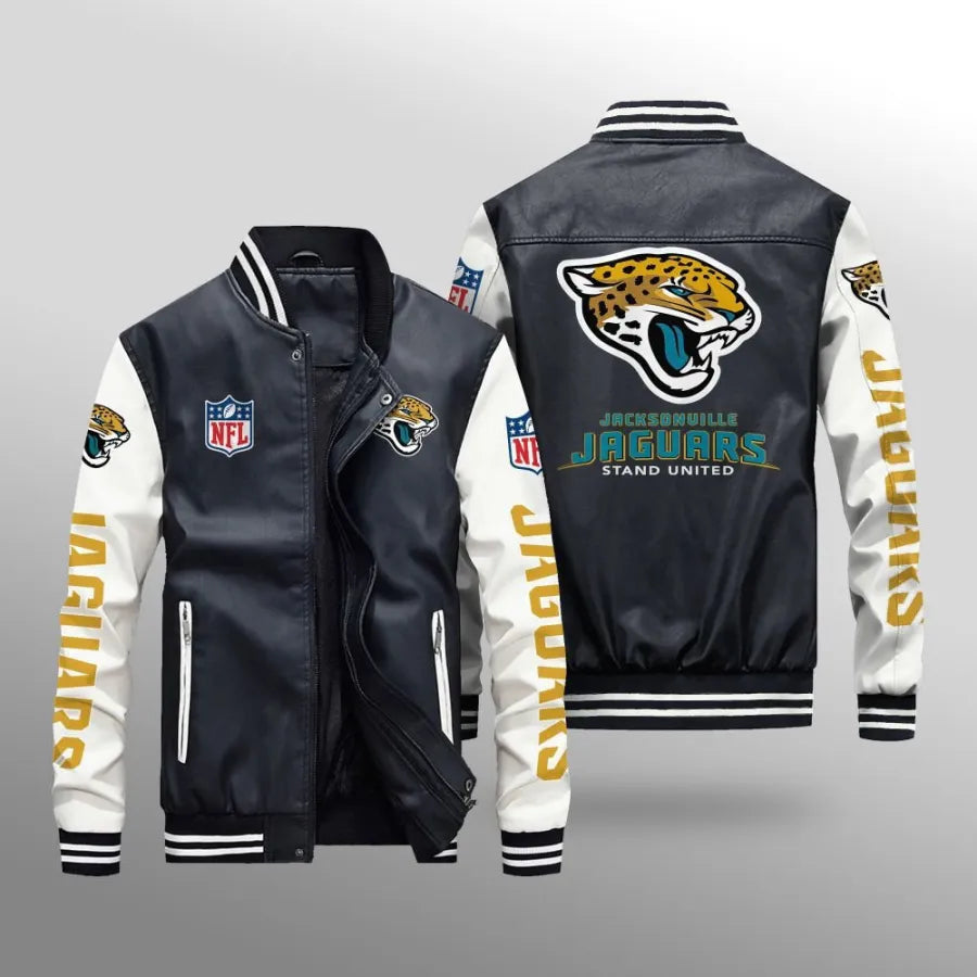 LIMITED EDITION - NEW CUSTOMIZED NFL30 JSJ JACKSONVILLE JAGUARS LEATHER BOMBER JACKET