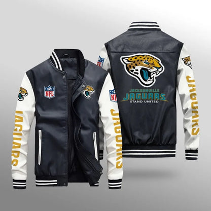 LIMITED EDITION - NEW CUSTOMIZED NFL30 JSJ JACKSONVILLE JAGUARS LEATHER BOMBER JACKET