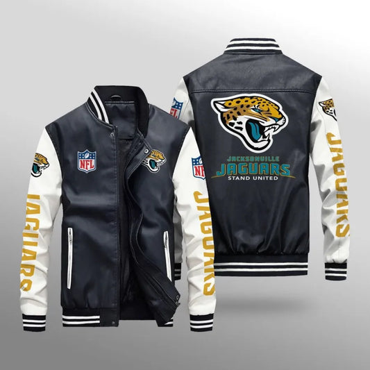 LIMITED EDITION - NEW CUSTOMIZED NFL30 JSJ JACKSONVILLE JAGUARS LEATHER BOMBER JACKET