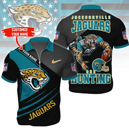 LIMITED EDITION - NEW CUSTOMIZED NFL30 JSJ JACKSONVILLE JAGUARS HARLEY-DAVIDSON POLO WITH ZIPPER SHIRT