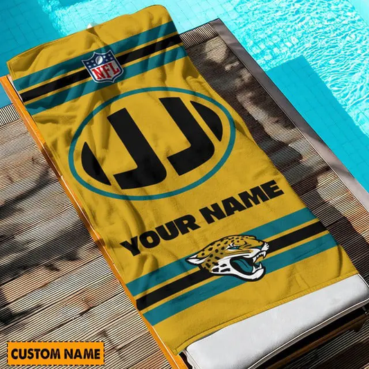 LIMITED EDITION - NEW CUSTOMIZED NFL30 JSJ JACKSONVILLE JAGUARS BEACH & BATH TOWEL (KIDS & ADULTS)