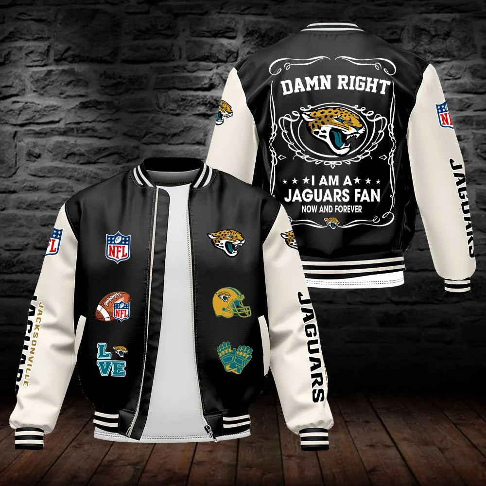 LIMITED EDITION - NEW CUSTOMIZED NFL30 JSJ JACKSONVILLE JAGUARS LEATHER BOMBER JACKET
