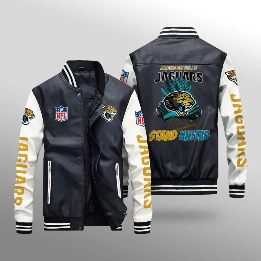 LIMITED EDITION - NEW CUSTOMIZED NFL30 JSJ JACKSONVILLE JAGUARS LEATHER BOMBER JACKET