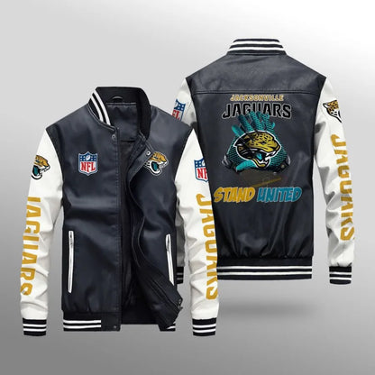 LIMITED EDITION - NEW CUSTOMIZED NFL30 JSJ JACKSONVILLE JAGUARS LEATHER BOMBER JACKET