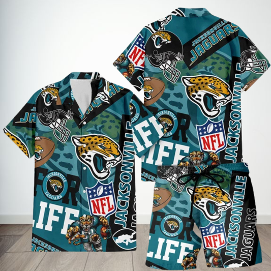 LIMITED EDITION - NEW CUSTOMIZED NFL30 JSJ JACKSONVILLE JAGUARS UNISEX HAWAIIAN SHIRT & SHORTS SET