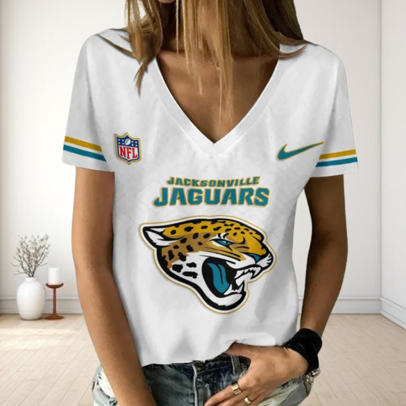 LIMITED EDITION - NEW CUSTOMIZED NFL30 JSJ JACKSONVILLE JAGUARS V-NECK FEMALE SHIRT