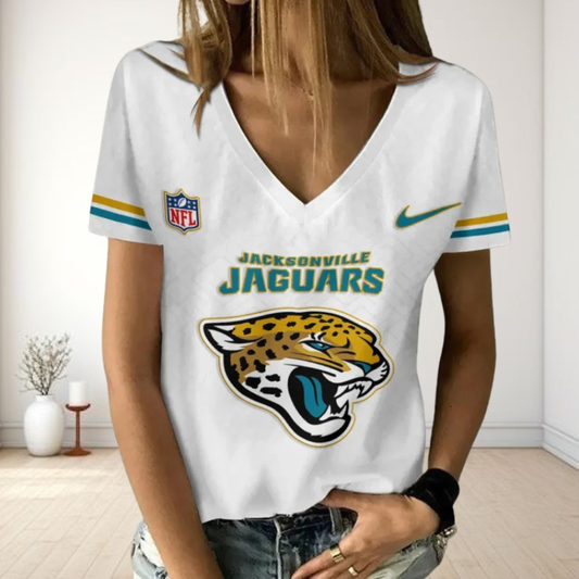 LIMITED EDITION - NEW CUSTOMIZED NFL30 JSJ JACKSONVILLE JAGUARS V-NECK FEMALE SHIRT